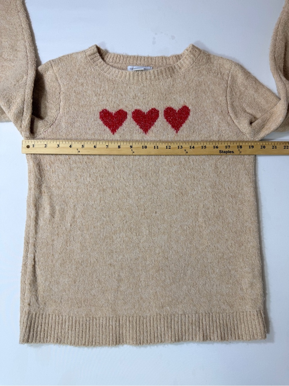 Cupcakes And Cashmere Cream Beige Red Heart Sweater Womens Size Small - Picture 4 of 5